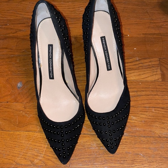French Connection blue suede stud chic pumps - Picture 3 of 4